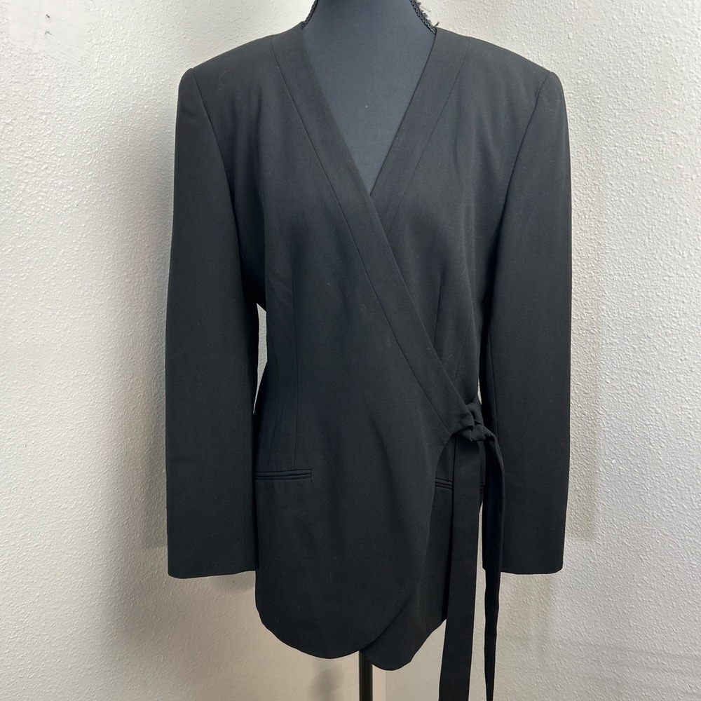Vtg Episode by Carolyn Wight Freeman Blazer‎ Women's 10 Black Side Tie Dressy